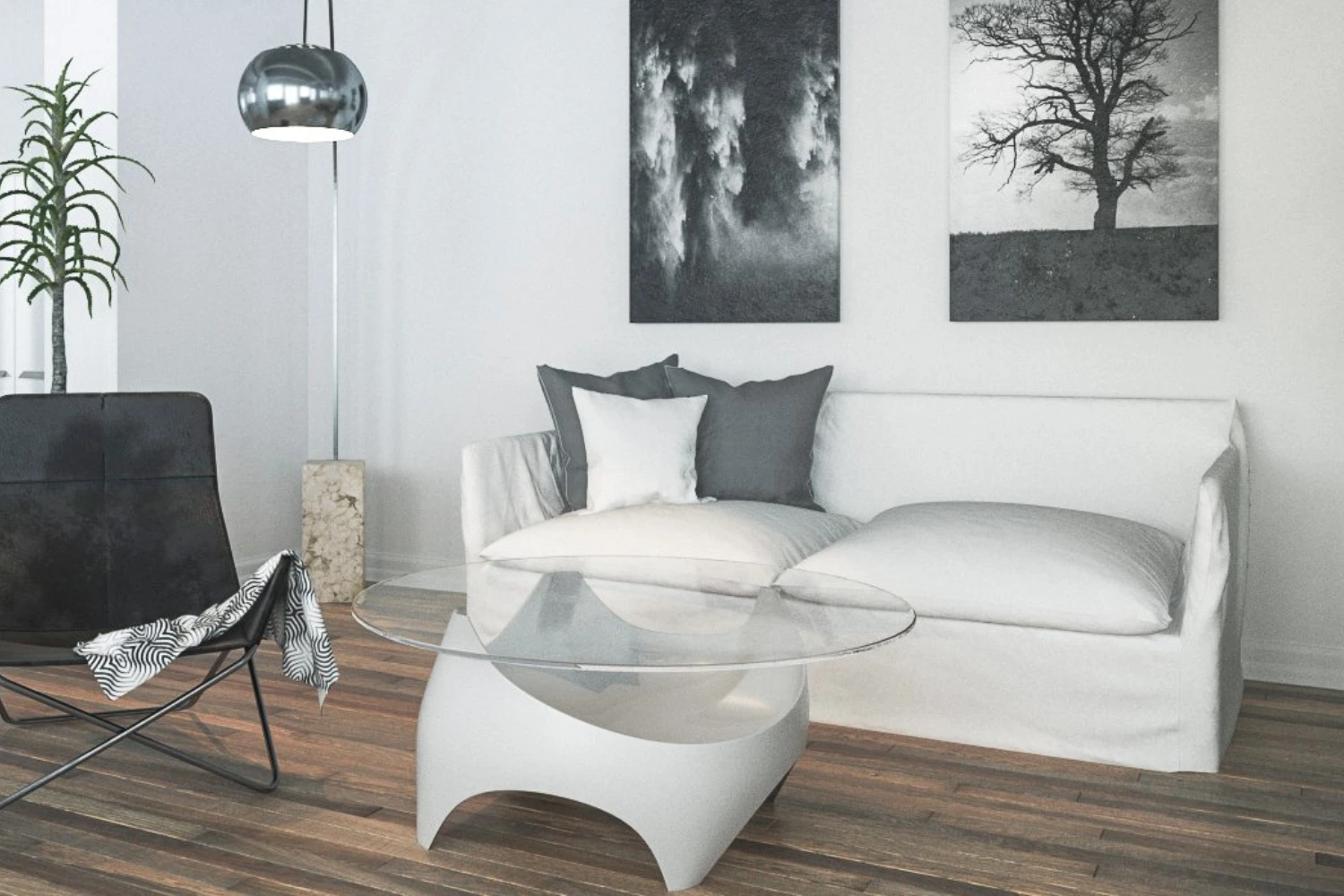 Minimalistyczny salon w stonowanych barwach